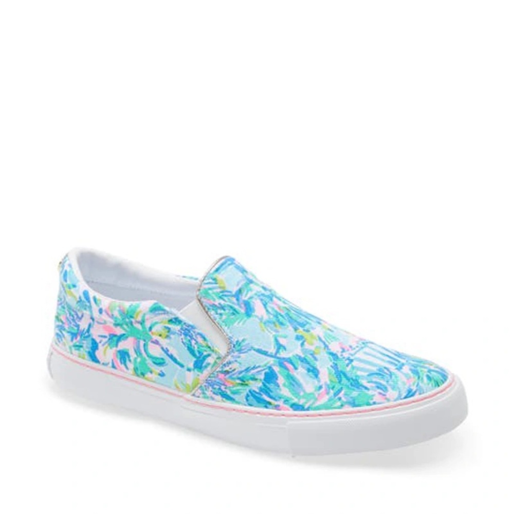 Lilly Pulitzer Blue Ibiza Cabana Cocktail Julie Sneakers Size 7.5